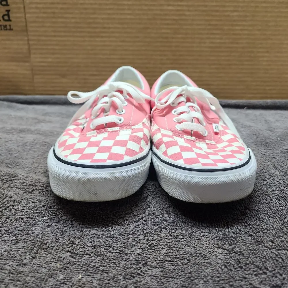 Pink white checkered Vans shoes women size 11 sneakers b53